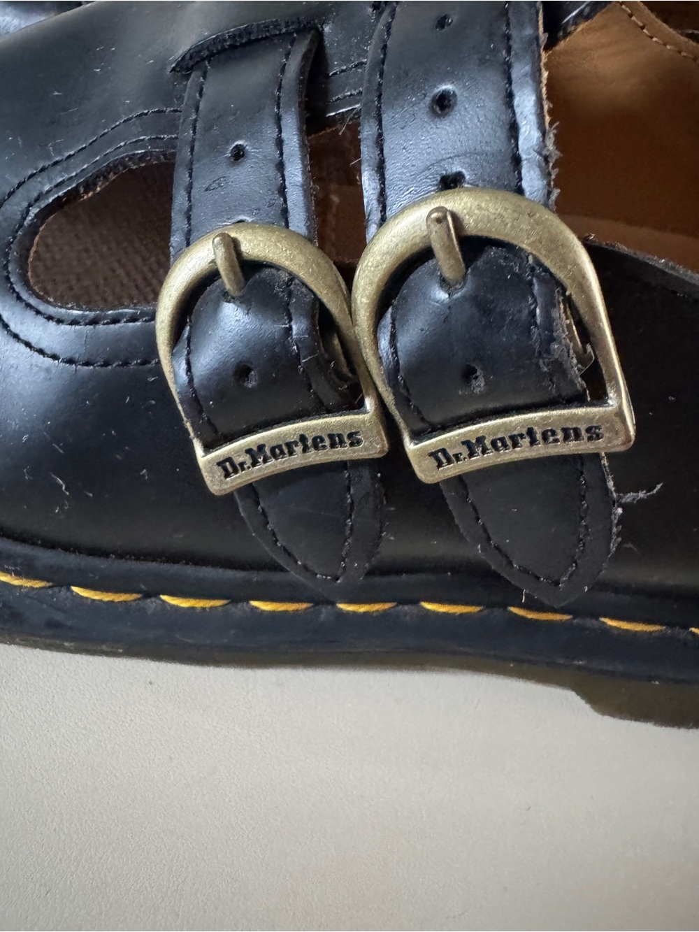 Dr. Martens 12916 Black Leather Double Buckle T Bar Mary Jane Shoes 7 - Picture 5 of 10